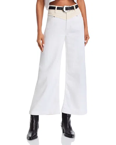 Paige Harper Contrast Yoke Wide Leg Jeans In Cream/white
