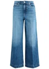 Paige Wide-leg High Waist Denim Jeans With Subtle Fading In Transparent