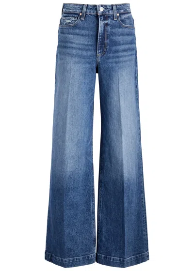 Paige Harper Distressed Wide-leg Jeans In Blue