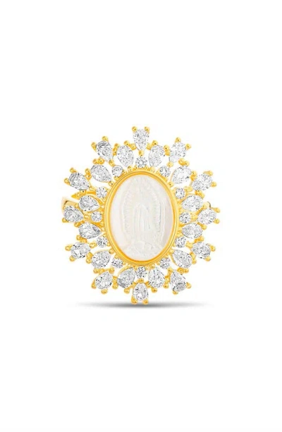 Paige Harper Mother Mary Mother-of-pearl & Cz Ring In Gold