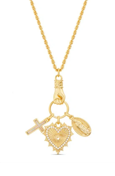 Paige Harper Opal & Cz Charm Pendant Necklace In Gold