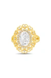 PAIGE HARPER TWO-TONE CZ VIRGIN MARY RING