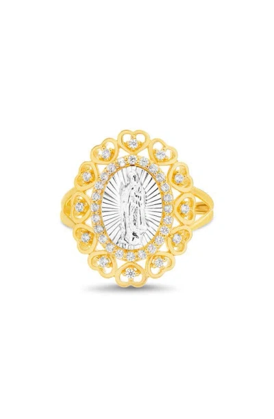 Paige Harper Two-tone Cz Virgin Mary Ring In Gold