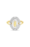PAIGE HARPER TWO-TONE CZ VIRGIN MARY RING