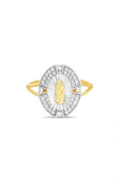 Paige Harper Two-tone Cz Virgin Mary Ring In White