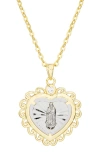 PAIGE HARPER TWO-TONE MOTHER MARY HEART PENDANT NECKLACE