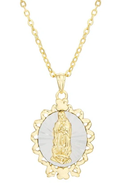 Paige Harper Two-tone Mother Mary Oval Pendant Necklace In Gold