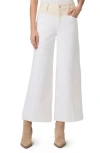 Paige Harper Two-tone Ankle Jeans In Cream/white Distressed
