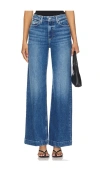 Paige Wide-leg High Waist Denim Jeans With Subtle Fading In Transparent