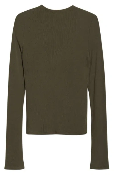 Paige Henrietta Long Sleeve Rib Top In Green