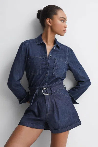 Paige Pleated Carly Shorts In Blue