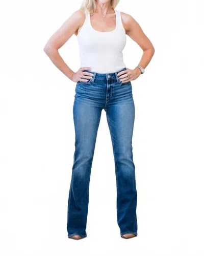 Paige High Rise Laurel Canyon Bootcut Jean In Rock Show Distressed In Blue