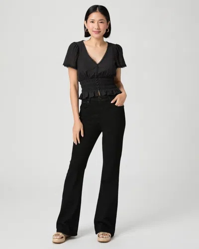 Paige High Rise Laurel Canyon Petite Bootcut Jean In Black