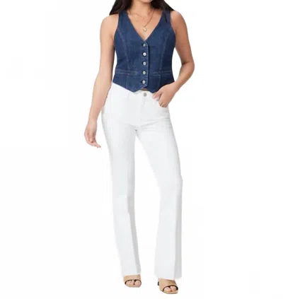 Paige High Rise Laurel Canyon With Raw Hem Jeans In Crisp White