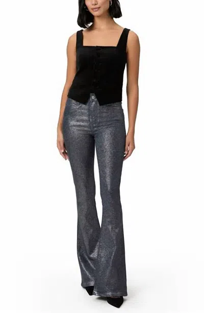 Paige High Rise Lou Lou Pants In Navy/silver In Gray