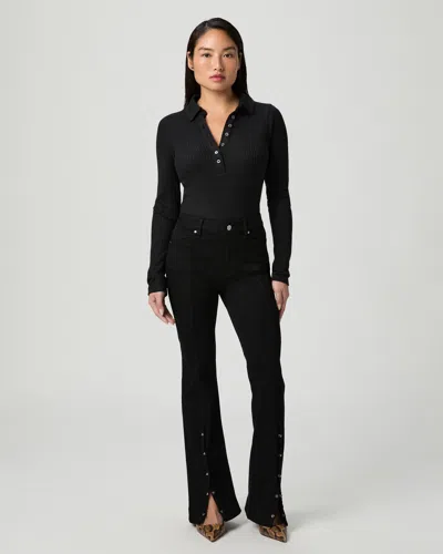 Paige High Rise Manhattan Bootcut Petite 30" Jean In Black