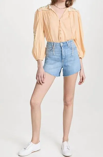 Paige High Rise Noella Cut Off Short In Serine In Blue