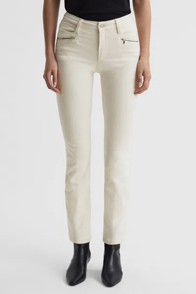 Paige High Rise Straight Leg Jeans In Ecru