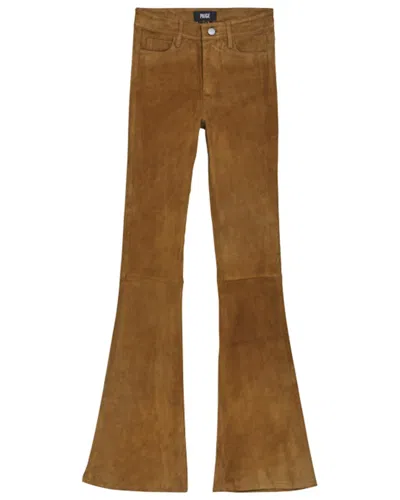 Paige High-rise Suede Bell Flare Jean In Brown