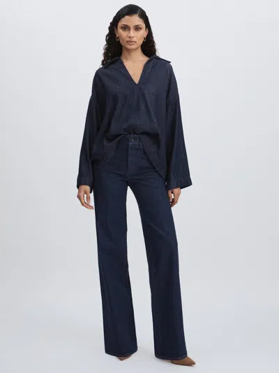 Paige High Rise Wide Leg Jeans In Blue