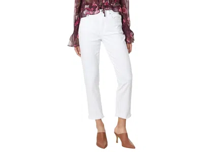 Paige High-rise Brigitte Raw Hem Cuf In White Noise Distressed