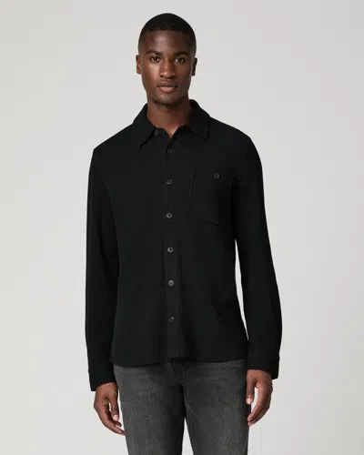 Paige Hollander Cotton Waffle Pocket Shirt In Black