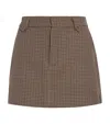 Paige Bobbi Houndstooth Wool Blend Miniskirt In Brown