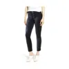 Paige Hoxton Ankle Midnight Slate Velvet Exposed Buttons Fly Skinny Jeans In Blue In Blue