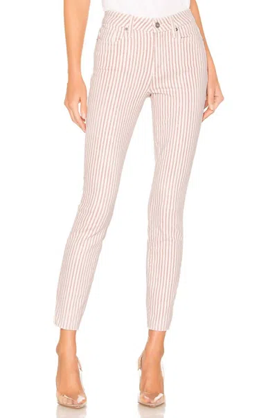 Paige Hoxton Ankle With Raw Hem Jean In Blossom Pink Stripe