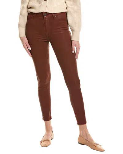 Paige Hoxton Burgundy Dust Luxe Coating High-rise Ankle Jean In Brown