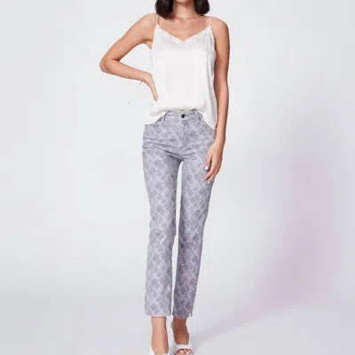 Paige Hoxton High Rise Slim Outseam Slit Jean In Snake In Gray