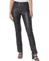 Paige Denim Hoxton Black High-rise Leather Straight Leg Jean In Black