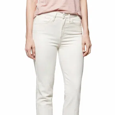 Paige Hoxton Straight Ankle Jean With Fray Hem In Cream In White