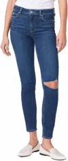 Paige Hoxton Transcend Vintage High Rise Ultra Skinny Ankle Jean In Direction Destructed In Blue