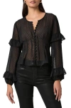 Paige Womens Black Isolde Polka-dot Woven Blouse In Black