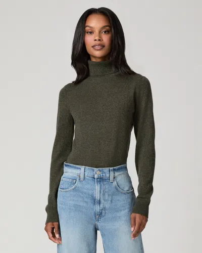 Paige Jacie Cashmere Turtleneck Sweater Heathered Spruce In Green