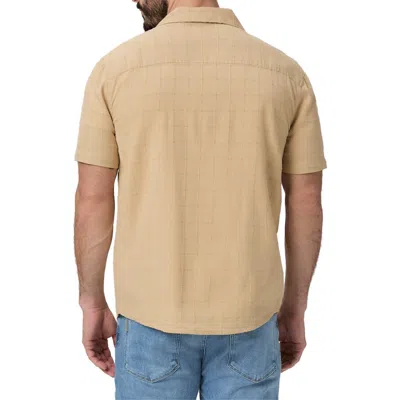 Paige Jacobson Windowpane Textured Camp Shirt In Tonal Sandhill