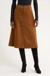 Paige Jahn Corduroy Midi Skirt In Brown