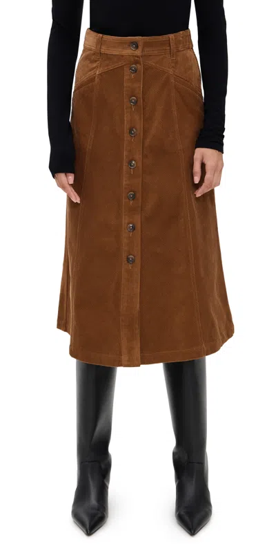 Paige Jahn Corduroy Skirt Cognac In Brown