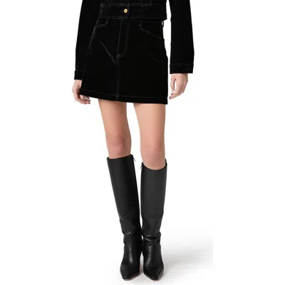 Paige Janelle Velvet Miniskirt In Black
