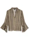 Paige Jasmeet Patterned Silk-chiffon Blouse In Brown