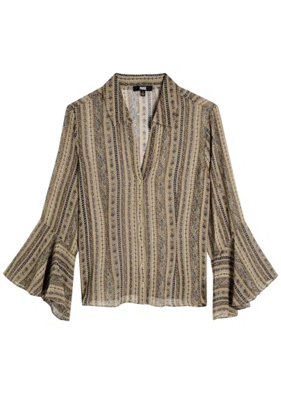 Paige Jasmeet Patterned Silk-chiffon Blouse In Brown