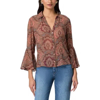 Paige Jasmeet Print Flare Sleeve Top In Multi