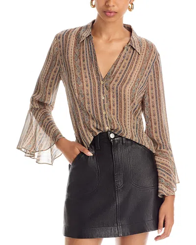 Paige Jasmeet Silk Blouse In Brown
