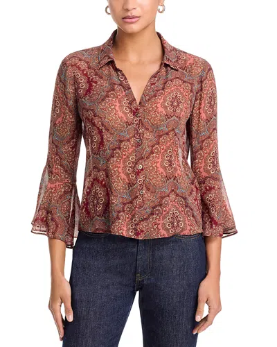 Paige Jasmeet Silk Blouse In Brown