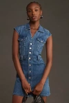 Paige Jaxsyn Tie Waist Denim Minidress In Blue