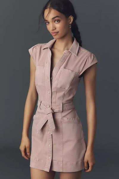 Paige Jaxsyn Cap-sleeve Utility Mini Dress In Pink