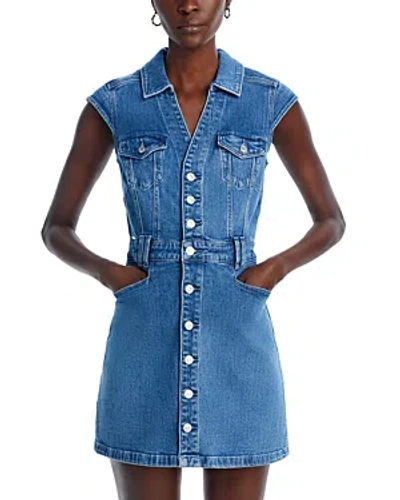Paige Jaxsyn Tie Waist Denim Minidress In Blue