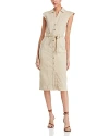 Paige Jaxsyn Cap Sleeve Denim Midi Shirtdress In Vintage Warm Sand