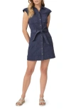 PAIGE JAXSYN TIE WAIST COTTON BLEND TWILL MINI SHIRTDRESS